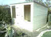 Pent shed with long front windows