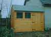 Garden shed workshop with side door and 2 windows